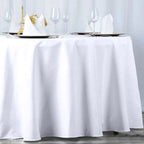Premium Polyester 120" Round Tablecloth White - Seamless 220GSM Wrinkle-Resistant Design for Classy Events