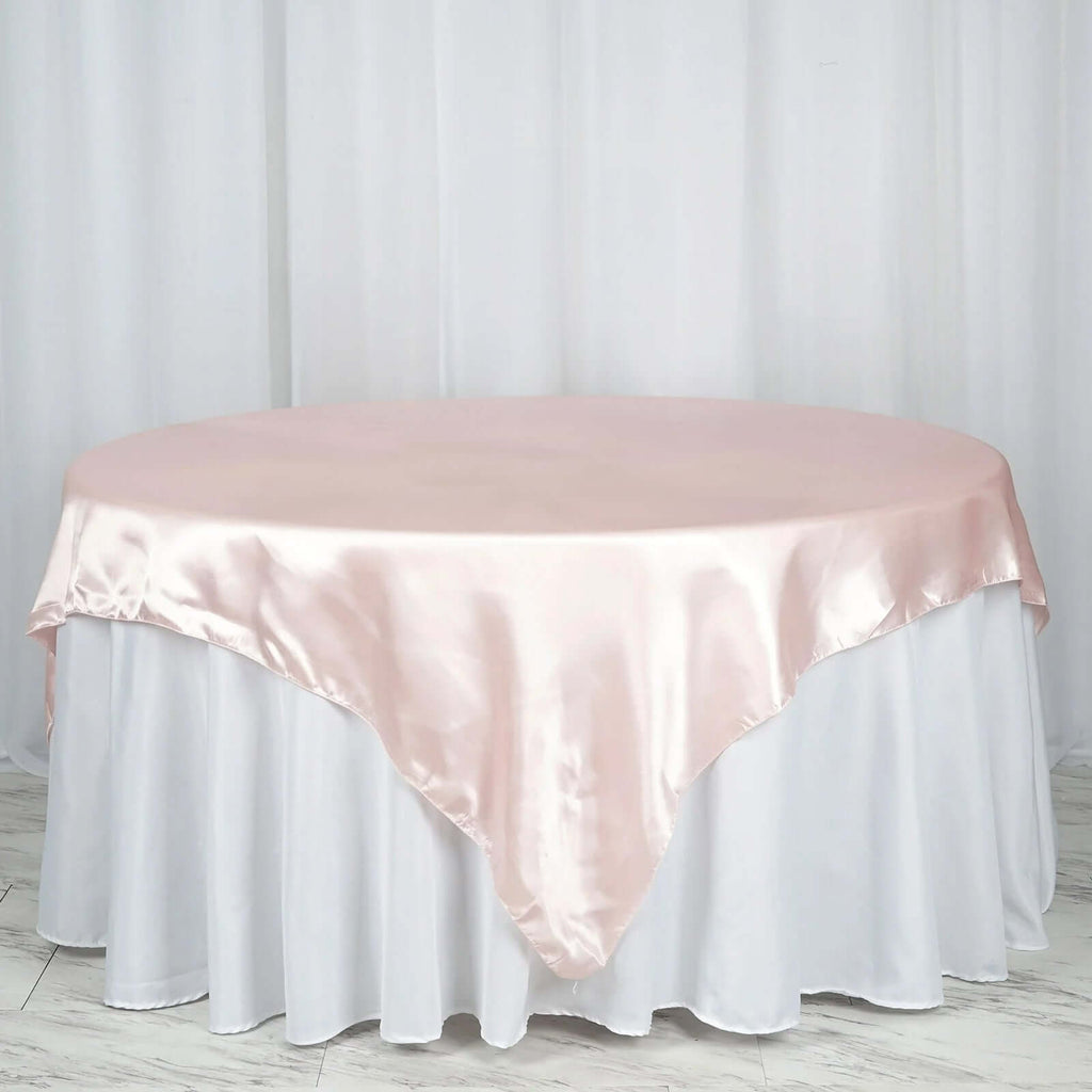 Satin 72"x72" Table Overlay Square Tablecloth Blush - Smooth Finish Table Cover