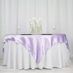 Satin 72"x72" Table Overlay Square Tablecloth Lavender Lilac - Smooth Finish Table Cover