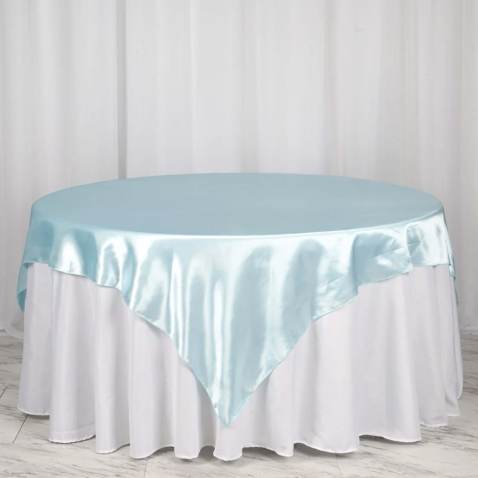 Satin 72"x72" Table Overlay Square Tablecloth Light Blue - Smooth Finish Table Cover