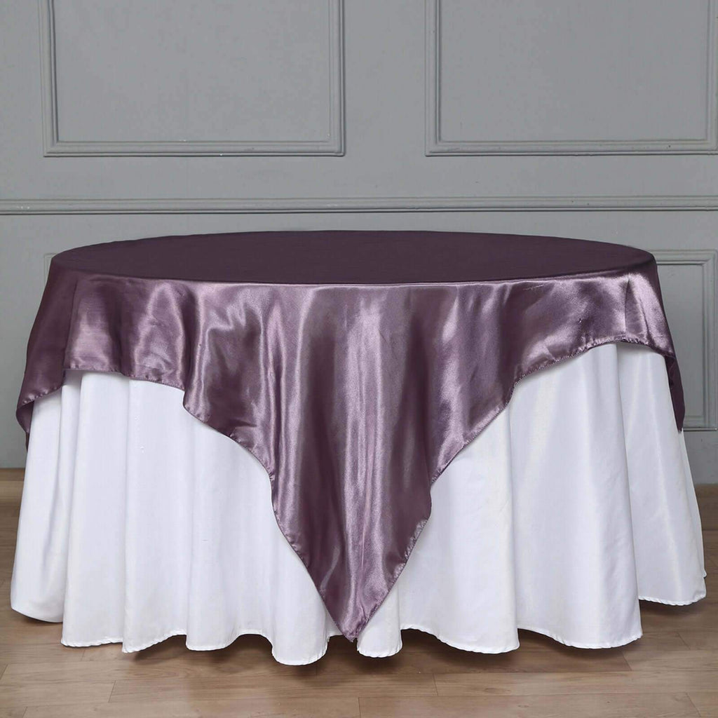 Satin 72"x72" Table Overlay Square Tablecloth Violet Amethyst - Smooth Finish Table Cover