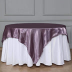 Satin 72"x72" Table Overlay Square Tablecloth Violet Amethyst - Smooth Finish Table Cover