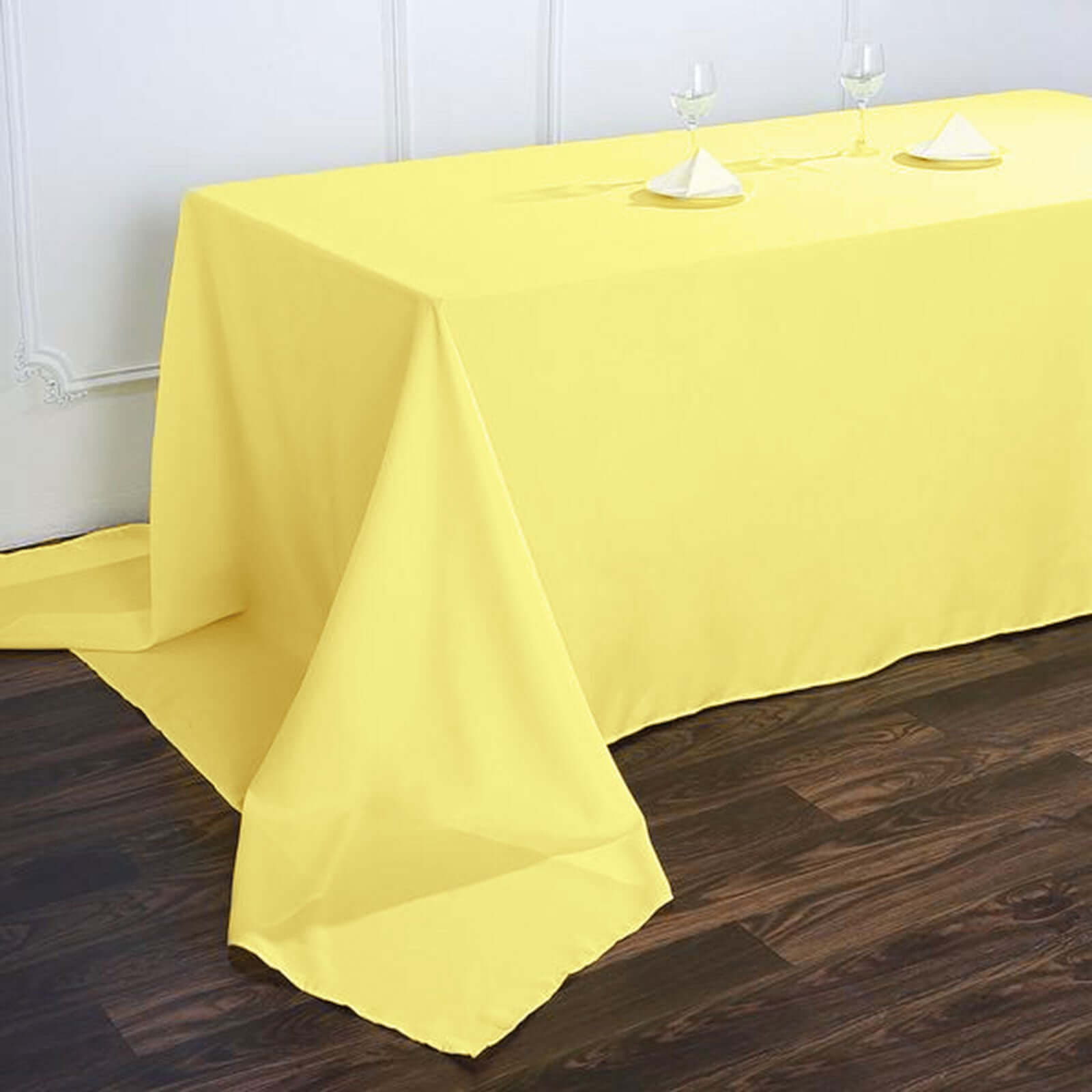 Polyester 90"x156" Rectangle Tablecloth Yellow - Seamless Wrinkle-Resistant Table Cover