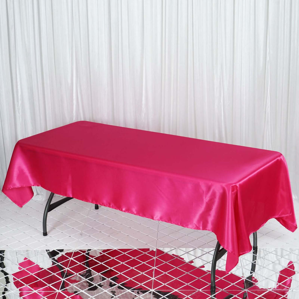 Satin Rectangular 60"x102" Tablecloth Fuchsia - Smooth and Lustrous Table Cover