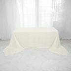 Taffeta 90"x156" Rectangle Tablecloth Ivory - Accordion Crinkle Seamless Table Cover