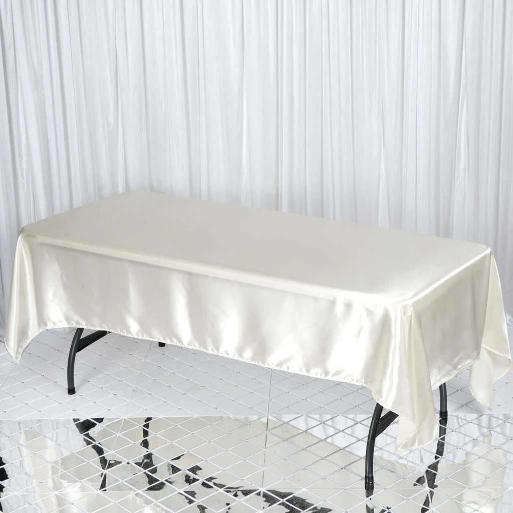 Satin Rectangular 60"x102" Tablecloth Ivory - Smooth and Lustrous Table Cover