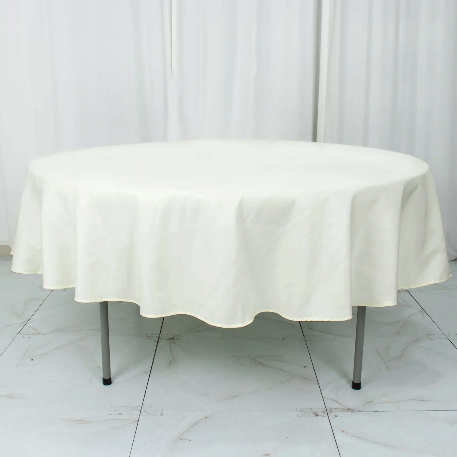 Premium Polyester 90" Round Tablecloth Ivory - Stain and Wrinkle-Resistant Design with 220GSM Thickness Table Cover