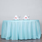 Polyester 120" Round Tablecloth Light Blue - Seamless Wrinkle-Resistant Table Cover
