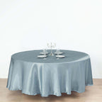 Satin 108" Round Tablecloth Dusty Blue - Smooth and Lustrous Table Cover