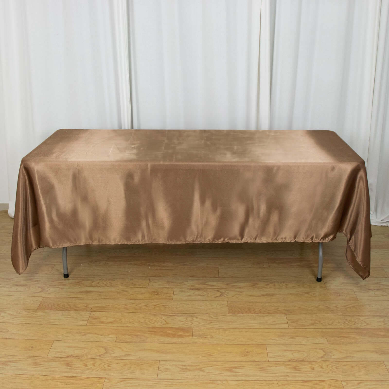 Satin Rectangular 60"x102" Tablecloth Taupe - Smooth and Lustrous Table Cover