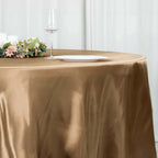 Satin 108" Round Tablecloth Taupe - Smooth and Lustrous Table Cover
