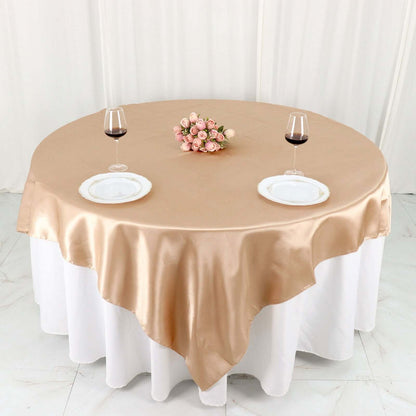 Satin 72"x72" Table Overlay Square Tablecloth Nude - Smooth Finish Table Cover