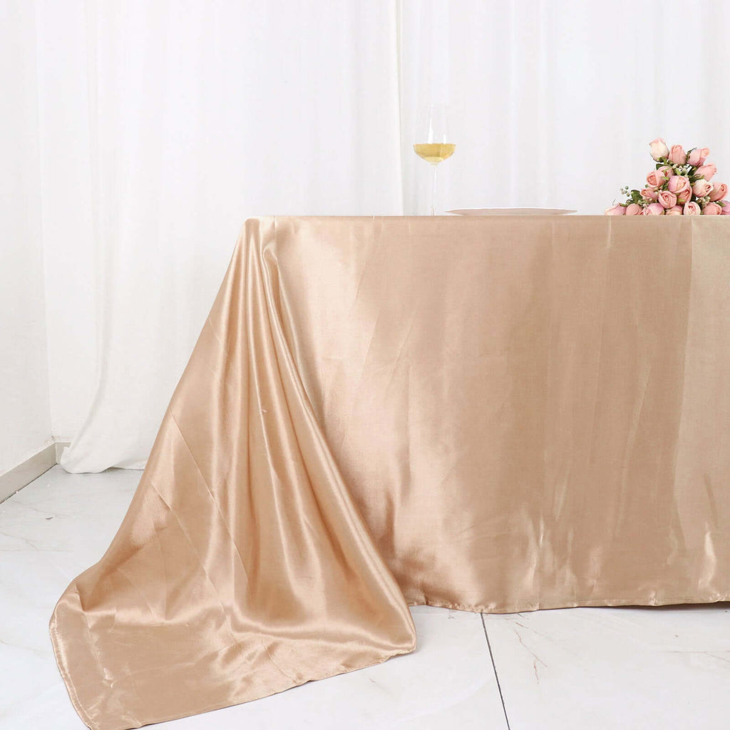 Satin Rectangular 90"x132" Tablecloth Nude - Seamless Table Cover