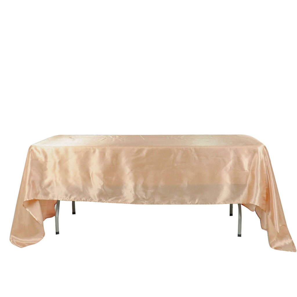 Satin Rectangular 60"x126" Tablecloth Nude - Smooth and Lustrous Table Cover