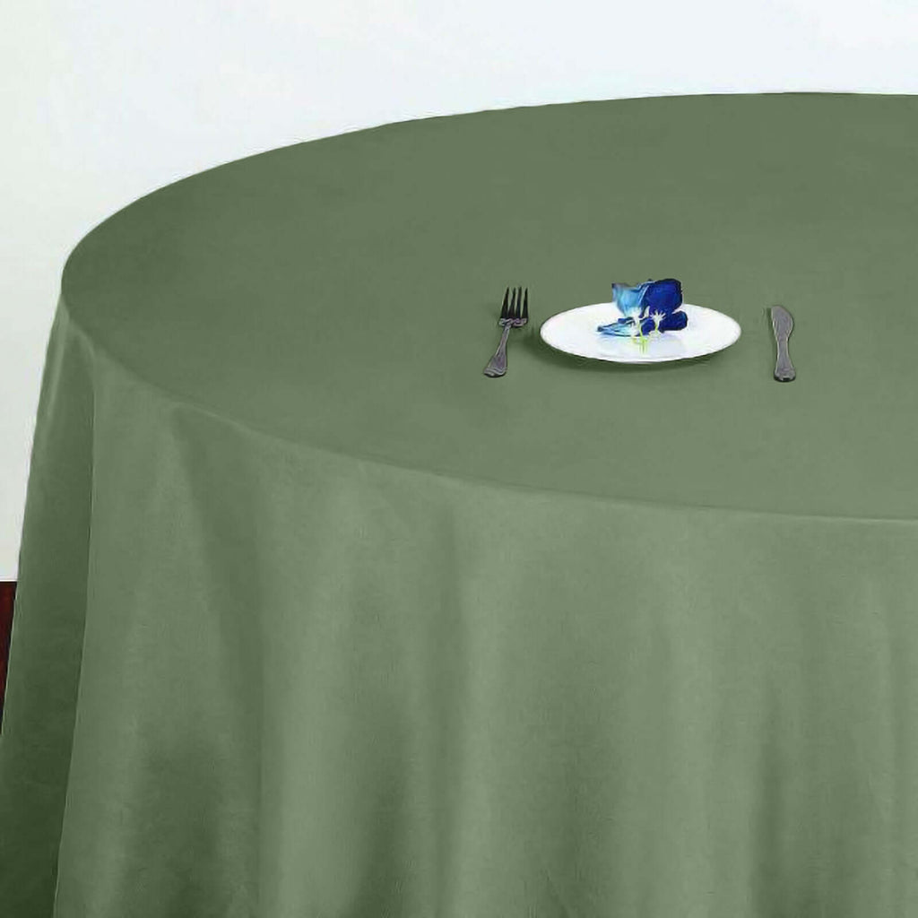 Polyester 120" Round Tablecloth Olive Green - Seamless Wrinkle-Resistant Table Cover