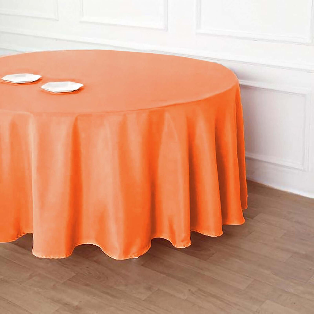 Polyester 120" Round Tablecloth Orange - Seamless Wrinkle-Resistant Table Cover