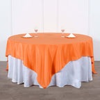 Polyester 90"x90" Table Overlay Square Tablecloth Orange - Wrinkle-Resistant & Durable Table Cover