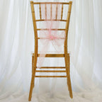 5 Pack Organza Chair Sashes Pink - Reusable Sheer Chair Bows 6"x108"