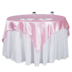 Satin 60"x60" Table Overlay Square Tablecloth Pink - Smooth Silky Touch Table Cover