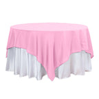 Polyester 90"x90" Table Overlay Square Tablecloth Pink - Wrinkle-Resistant & Durable Table Cover