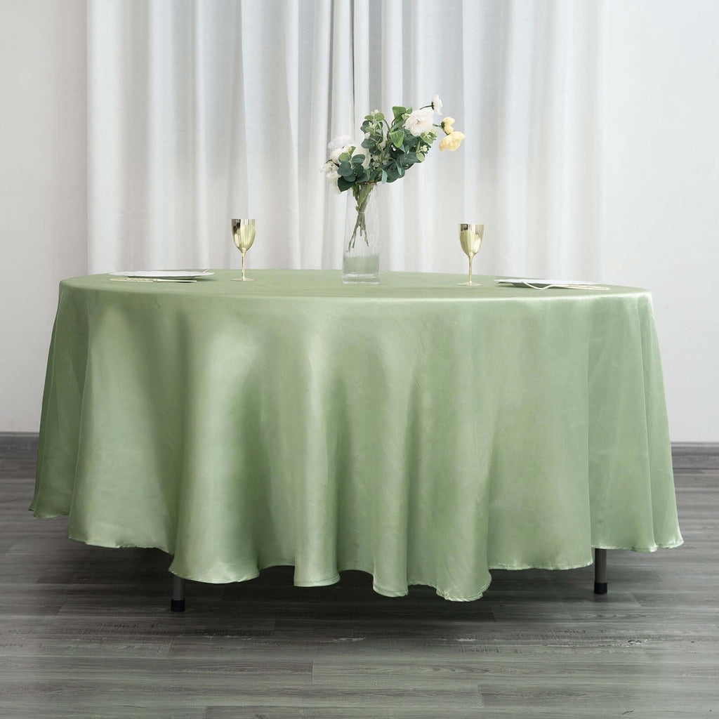 Satin 108" Round Tablecloth Sage Green - Smooth and Lustrous Table Cover