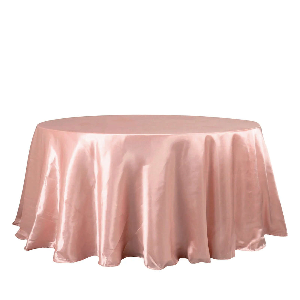 Satin 132" Round Tablecloth Dusty Rose - Stylish Seamless Table Cover