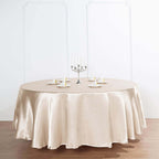 Satin 108" Round Tablecloth Beige - Smooth and Lustrous Table Cover