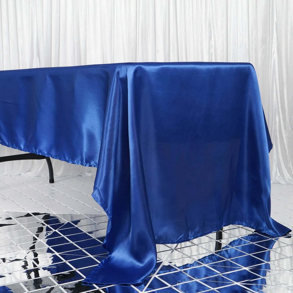 Satin Rectangular 60"x126" Tablecloth Royal Blue - Smooth and Lustrous Table Cover
