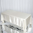 Satin Rectangular 72"x120" Tablecloth Ivory - Smooth & Easy to Maintain Table Cover