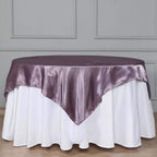 Satin 60"x60" Table Overlay Square Tablecloth Violet Amethyst - Smooth Silky Touch Table Cover