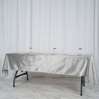 Premium Velvet 60"x102" Rectangle Tablecloth Silver - Reusable & Soft Table Cover