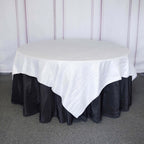 Taffeta 90"x90" Table Overlay Square Tablecloth White - Accordion Crinkle Design for Modern Celebrations
