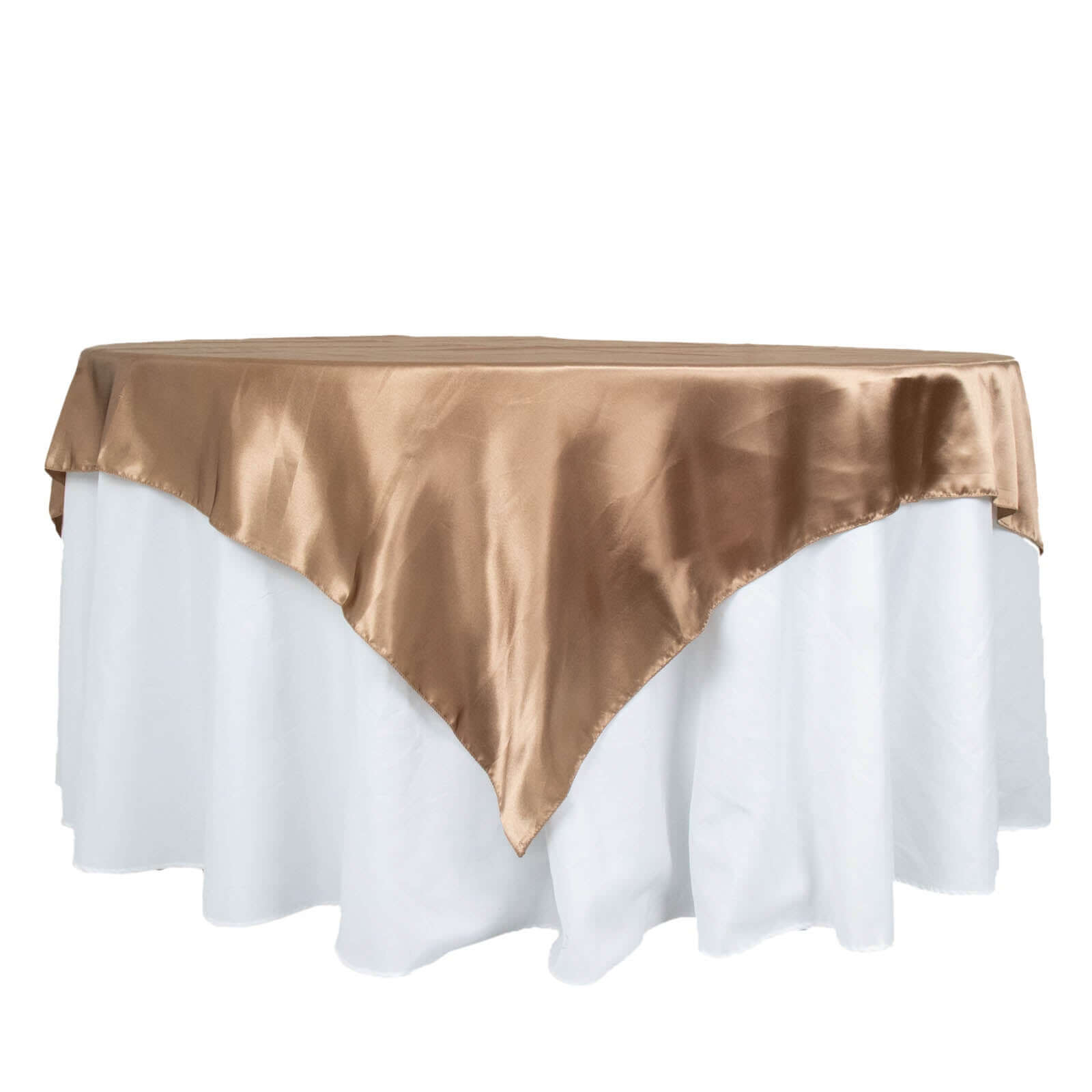 Satin 72"x72" Table Overlay Square Tablecloth Taupe - Smooth Finish Table Cover