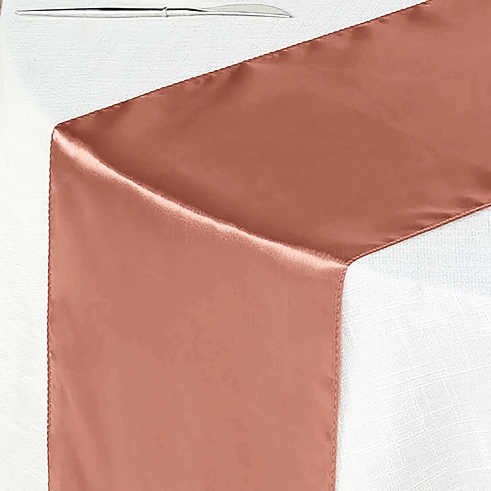 Satin 12"x108" Table Runner Terracotta (Rust) - Stylish Table Linen
