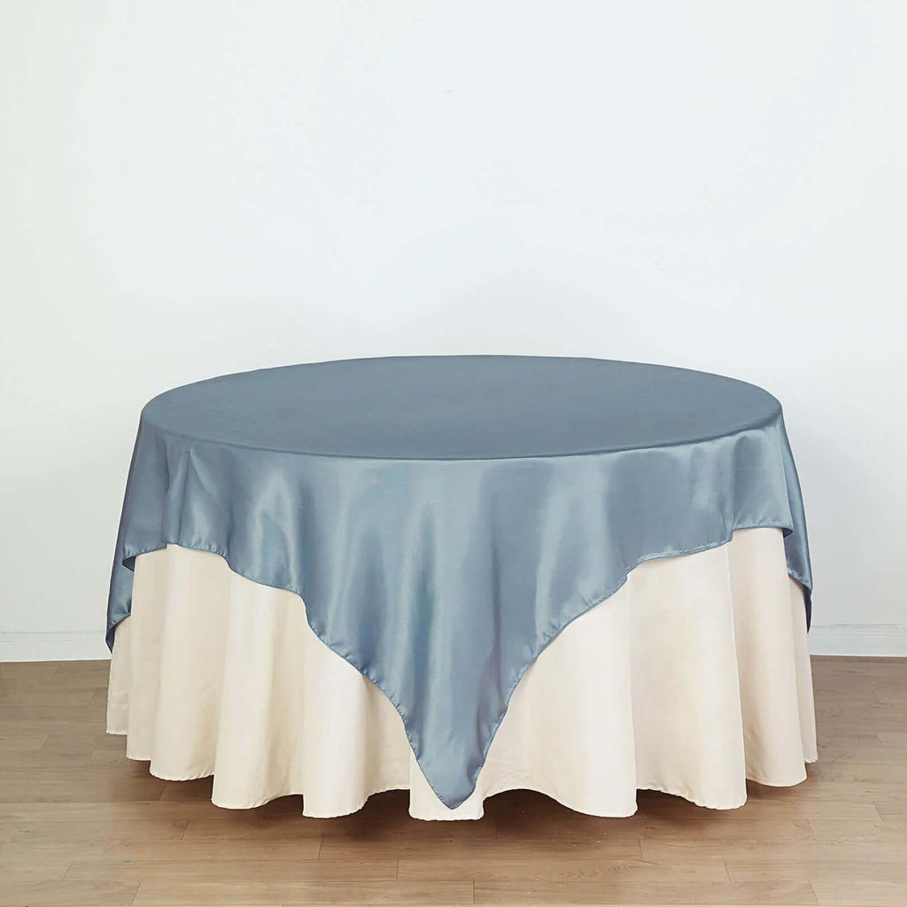 Satin 72"x72" Table Overlay Square Tablecloth Dusty Blue - Smooth Finish Table Cover