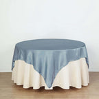 Satin 72"x72" Table Overlay Square Tablecloth Dusty Blue - Smooth Finish Table Cover