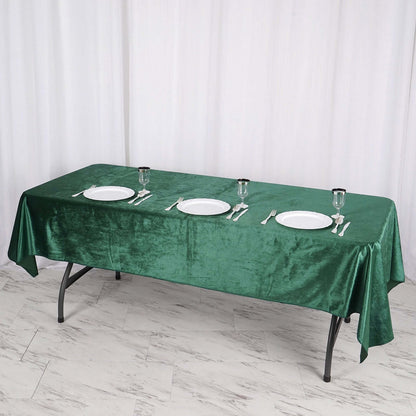Premium Velvet 60"x102" Rectangle Tablecloth Hunter Emerald Green - Reusable & Soft Table Cover