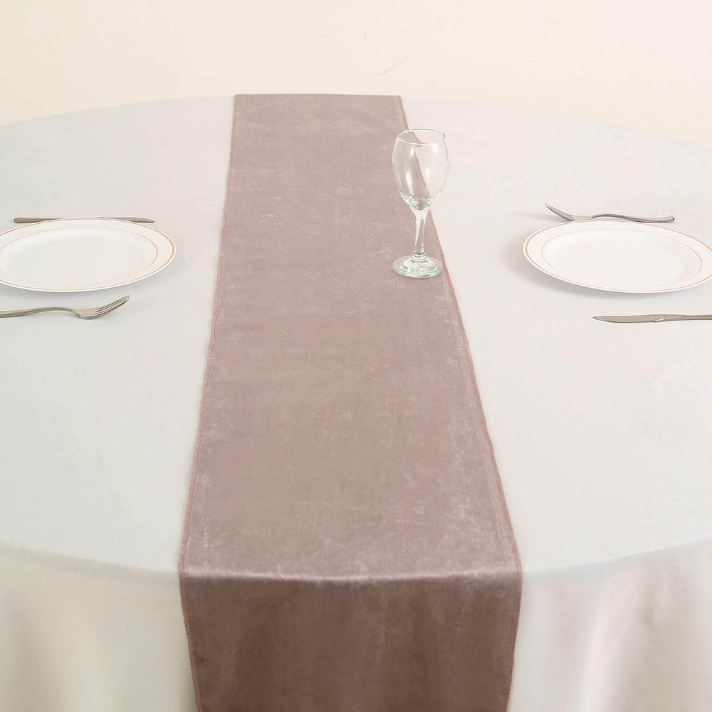 Premium Velvet 12"x108" Table Runner Mauve - Sheen Finish Reusable Table Decor