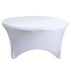 Stretch Spandex 5ft Round Tablecloth White - Durable Form-Fitting Table Cover for Events & Presentations