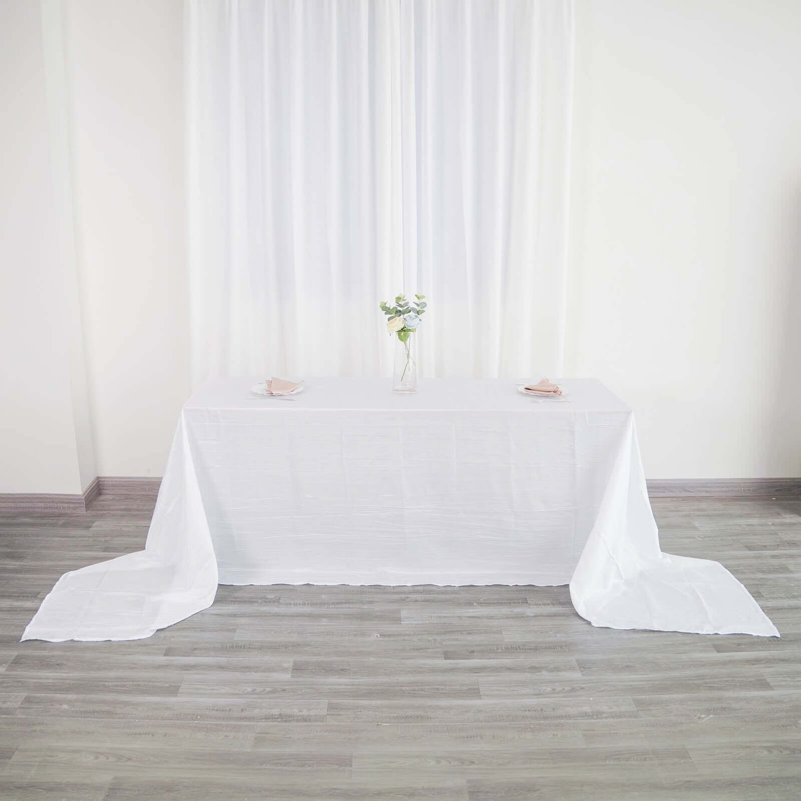 Taffeta 90"x156" Rectangle Tablecloth White - Seamless Accordion Crinkle Design for Stylish Celebrations