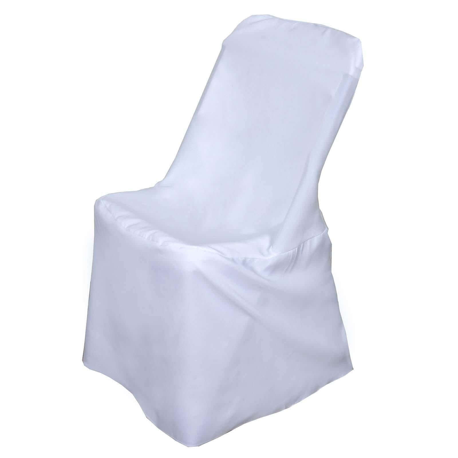 Polyester Chair Cover for Folding Lifetime Chairs White - Reusable Durable Slip-On Cover for Weddings & Gatherings