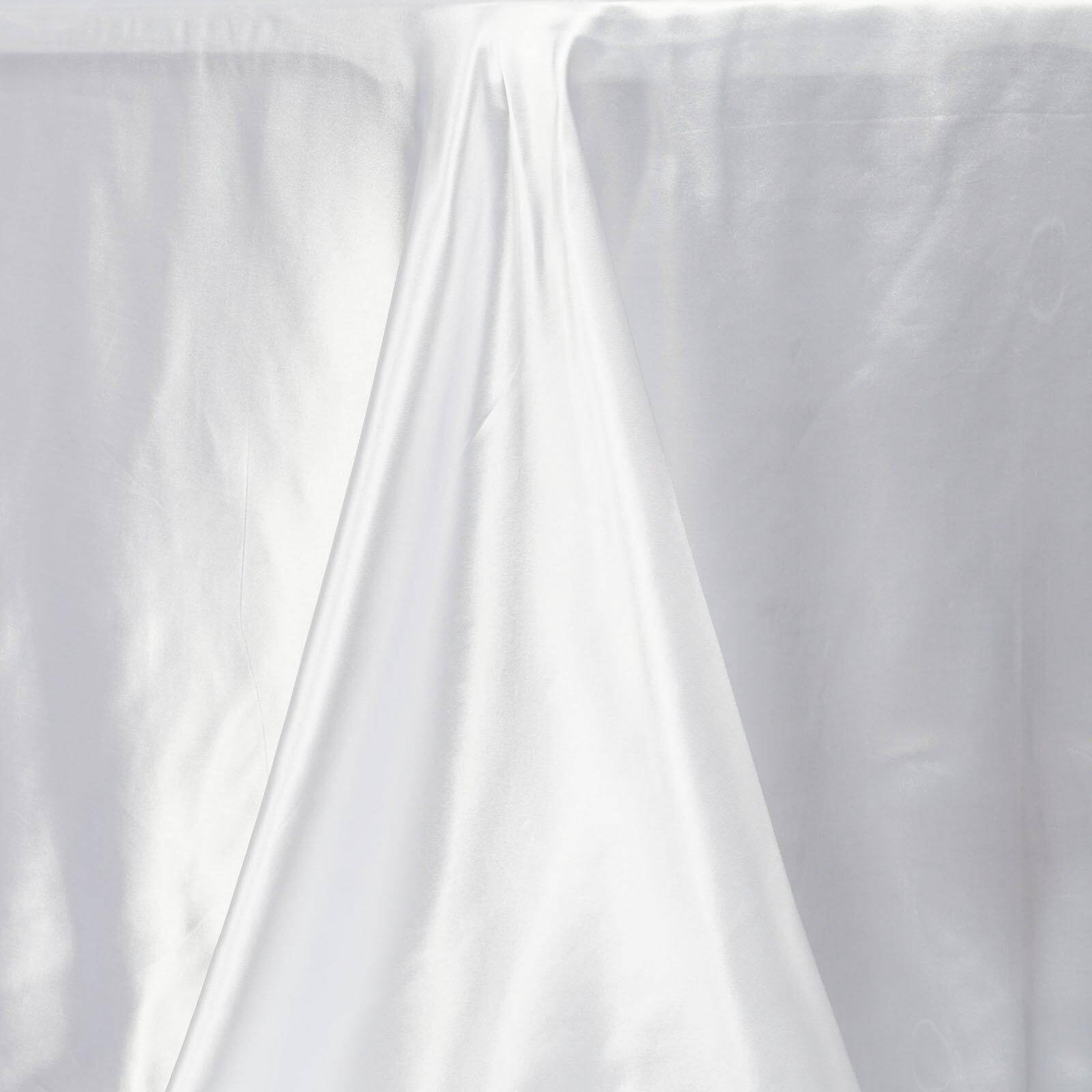 Satin Rectangular 90"x132" Tablecloth White - Seamless Stylish Table Cover for Weddings and Parties
