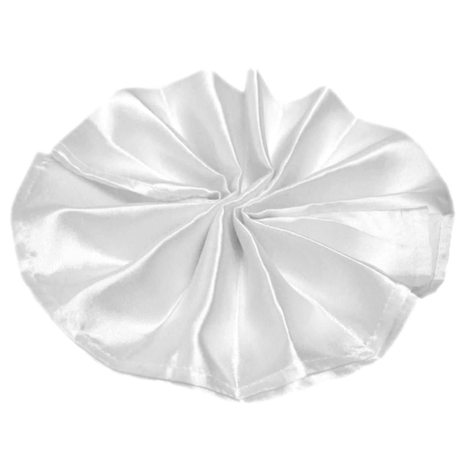 5 Pack Satin 20"x20" Napkins White - Luxurious Shine & Smooth Dinner Napkins for Upscale Events