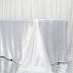 Satin Rectangular 90"x156" Tablecloth White - Seamless Stylish Table Cover for Wedding & Event Decoration