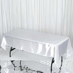 Satin Rectangular 60"x102" Tablecloth White - Smooth and Lustrous Finish for Weddings and Parties