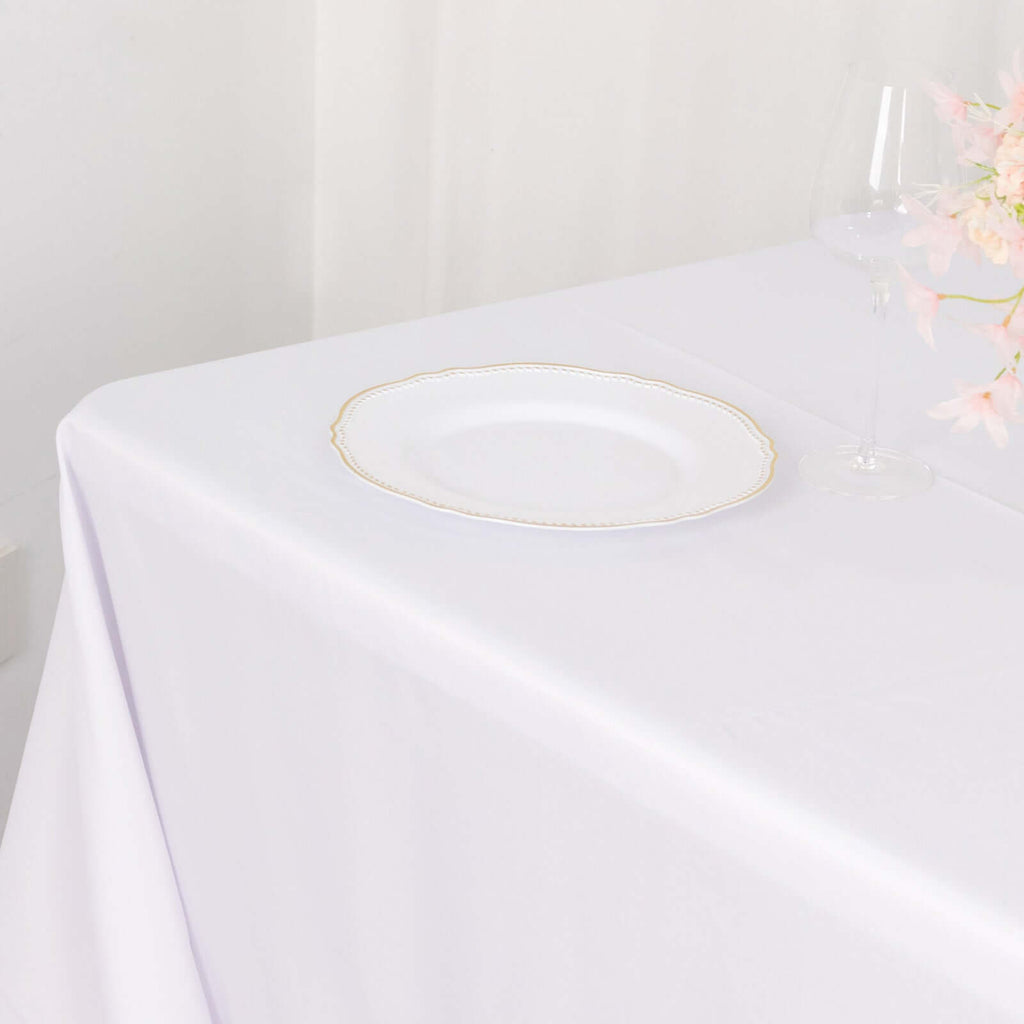 Polyester 90"x156" Rectangle Tablecloth White - Rounded Corners and Seamless Design for Luxe Events