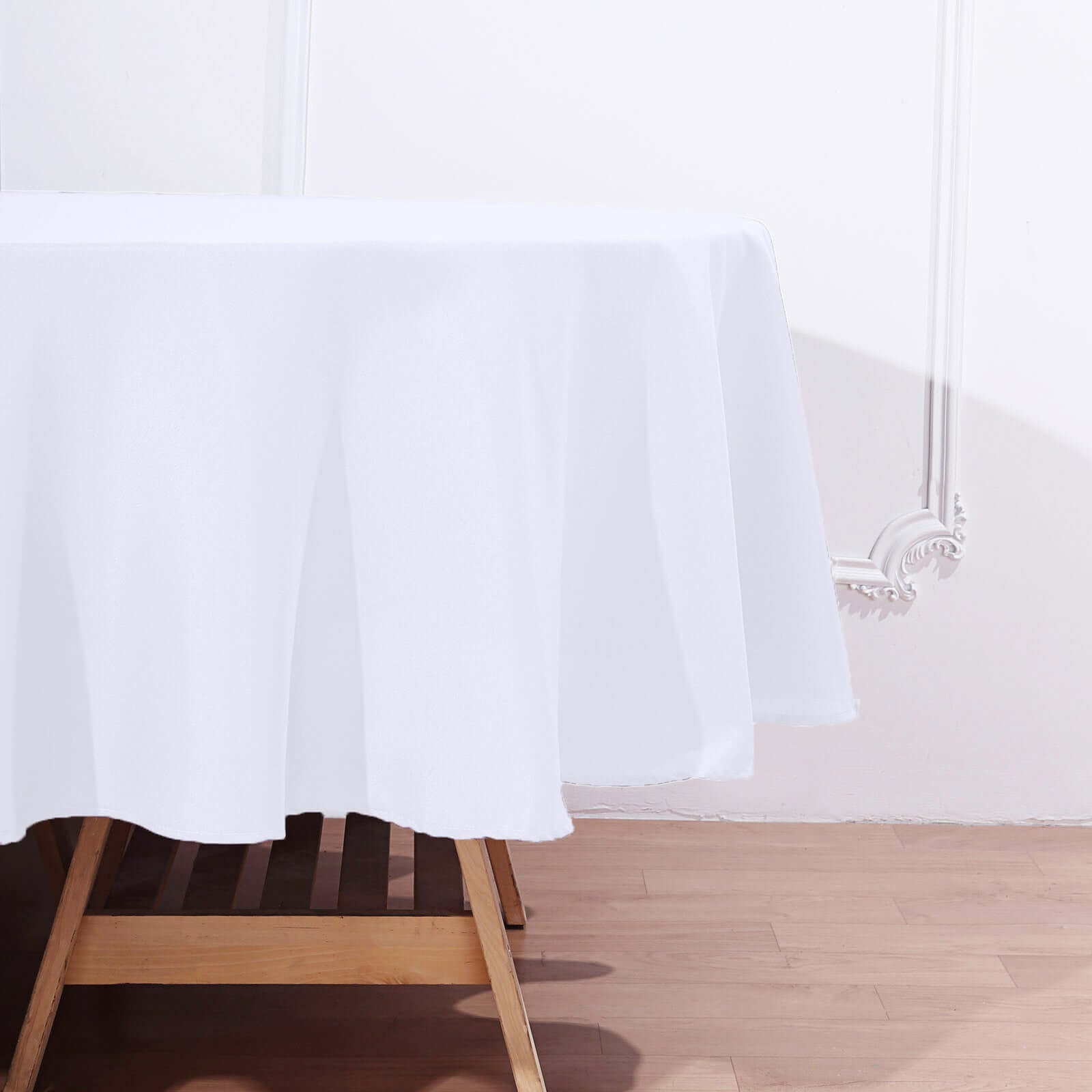 Polyester 90" Round Tablecloth White - Stain and Wrinkle-Resistant Table Cover for Party & Gatherings