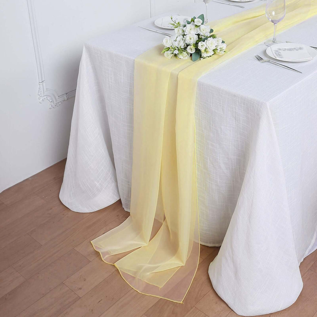 Chiffon 6ft Table Runner Yellow - Flowy & Lightweight Table Decor