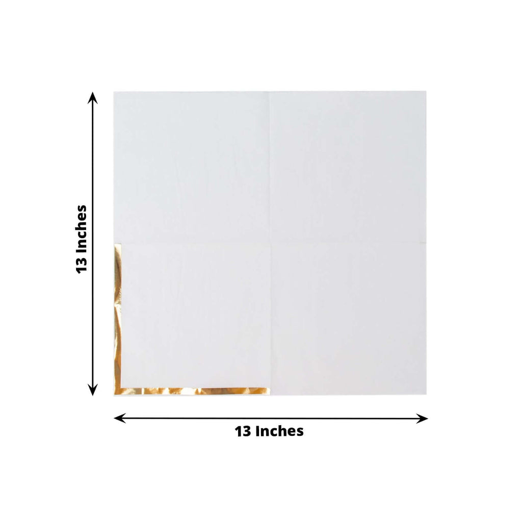 50-Pack Paper Beverage Napkins with Gold Foil Edge White - Disposable 2 Ply Cocktail Napkins for Events 6.5"x6.5"