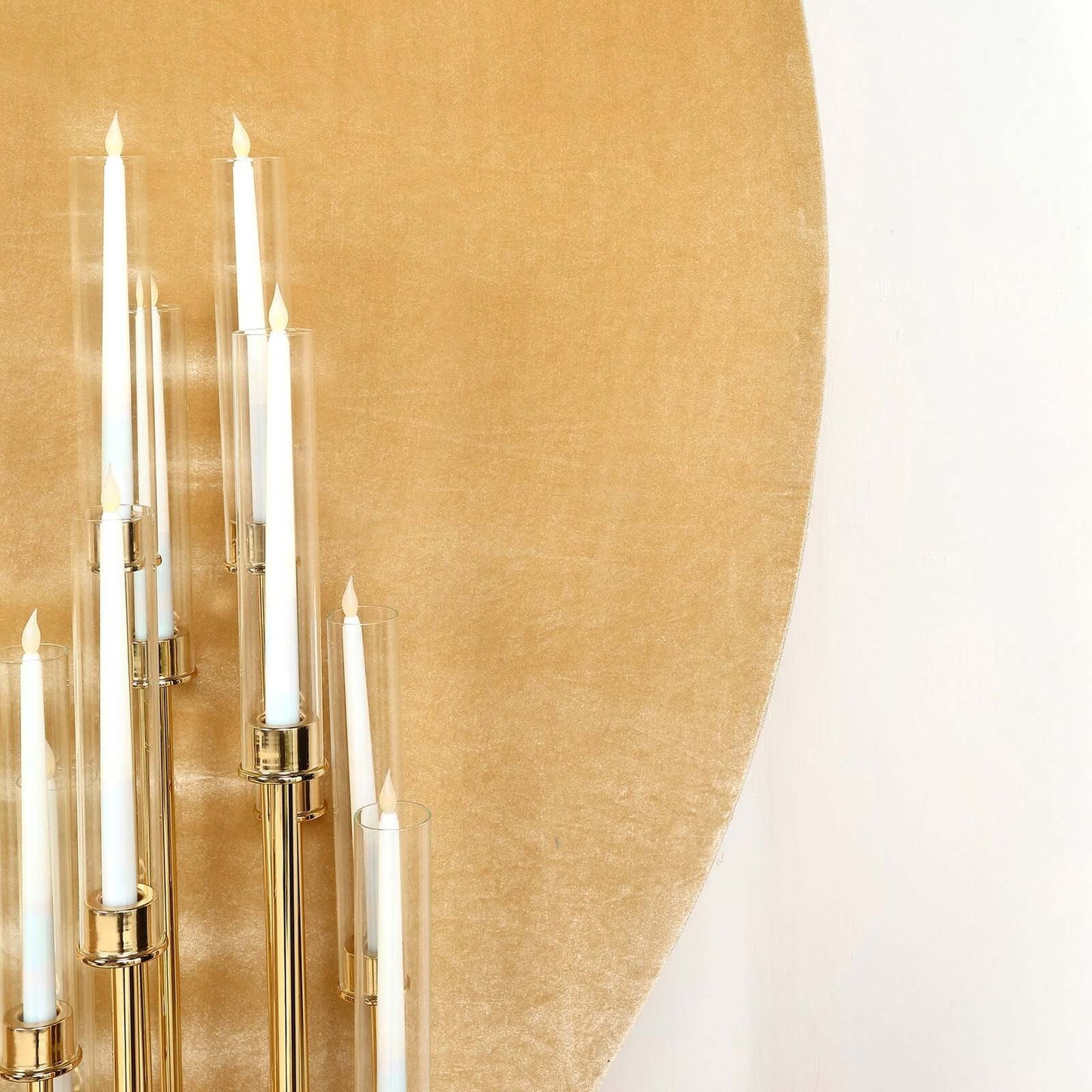 7.5ft Champagne Soft Velvet Fitted Round Event Party Backdrop Cover